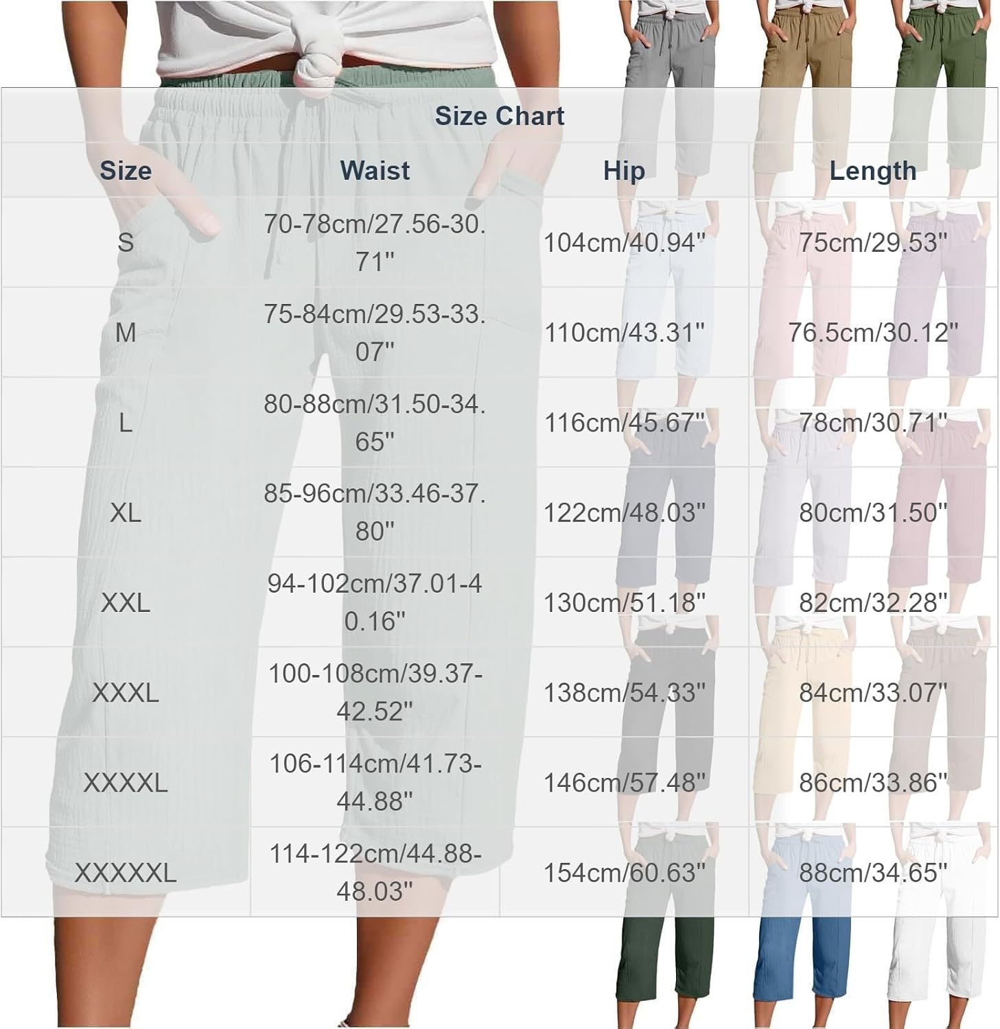 Linen Capri Pants for Women Baggy Straight Leg Gauze Yoga Pant Loose Solid Fashion Cropped Trousers with Pockets