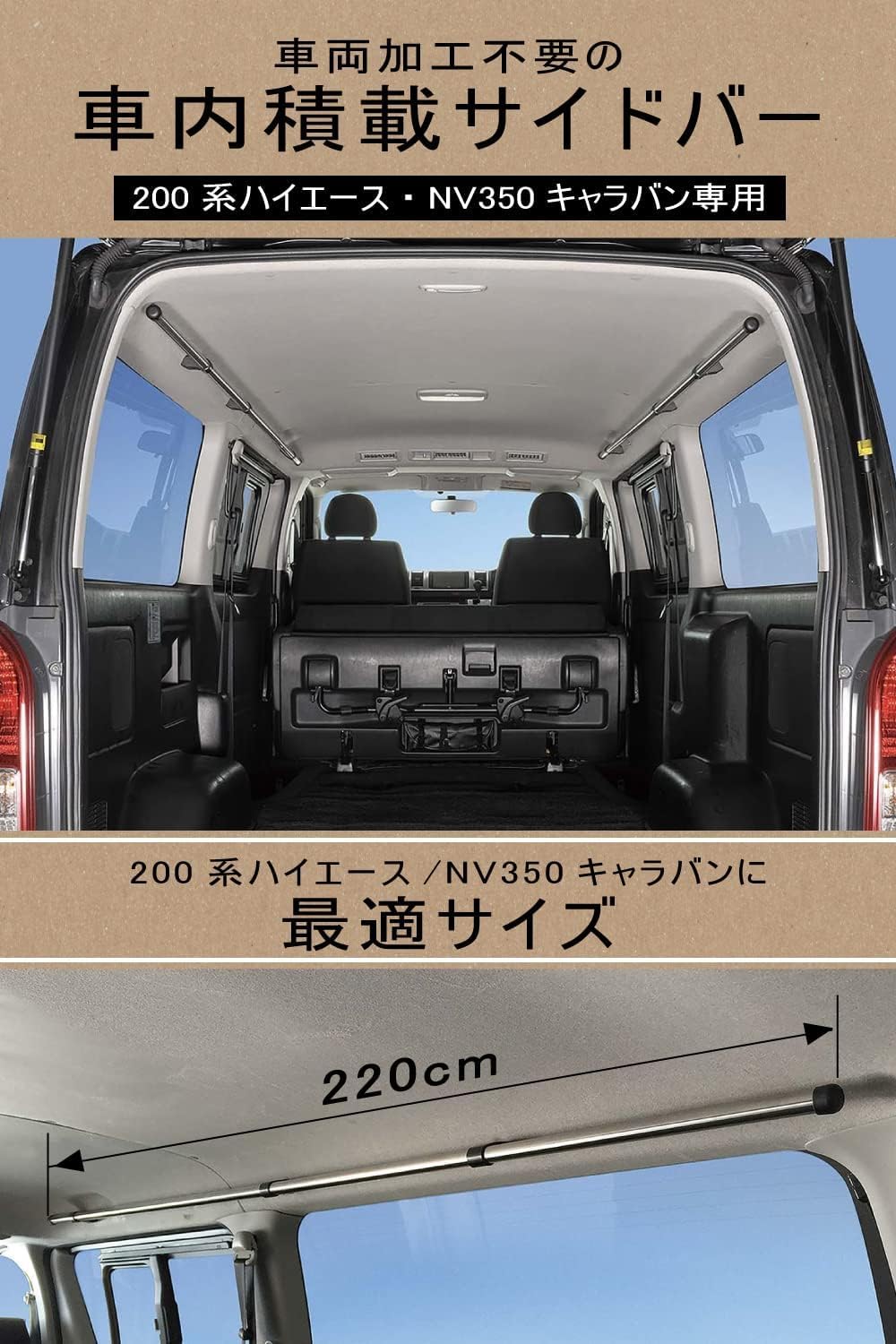 Amazon.co.jp: 車内収納 クロスライド シリーズ サイドバー ハイエース