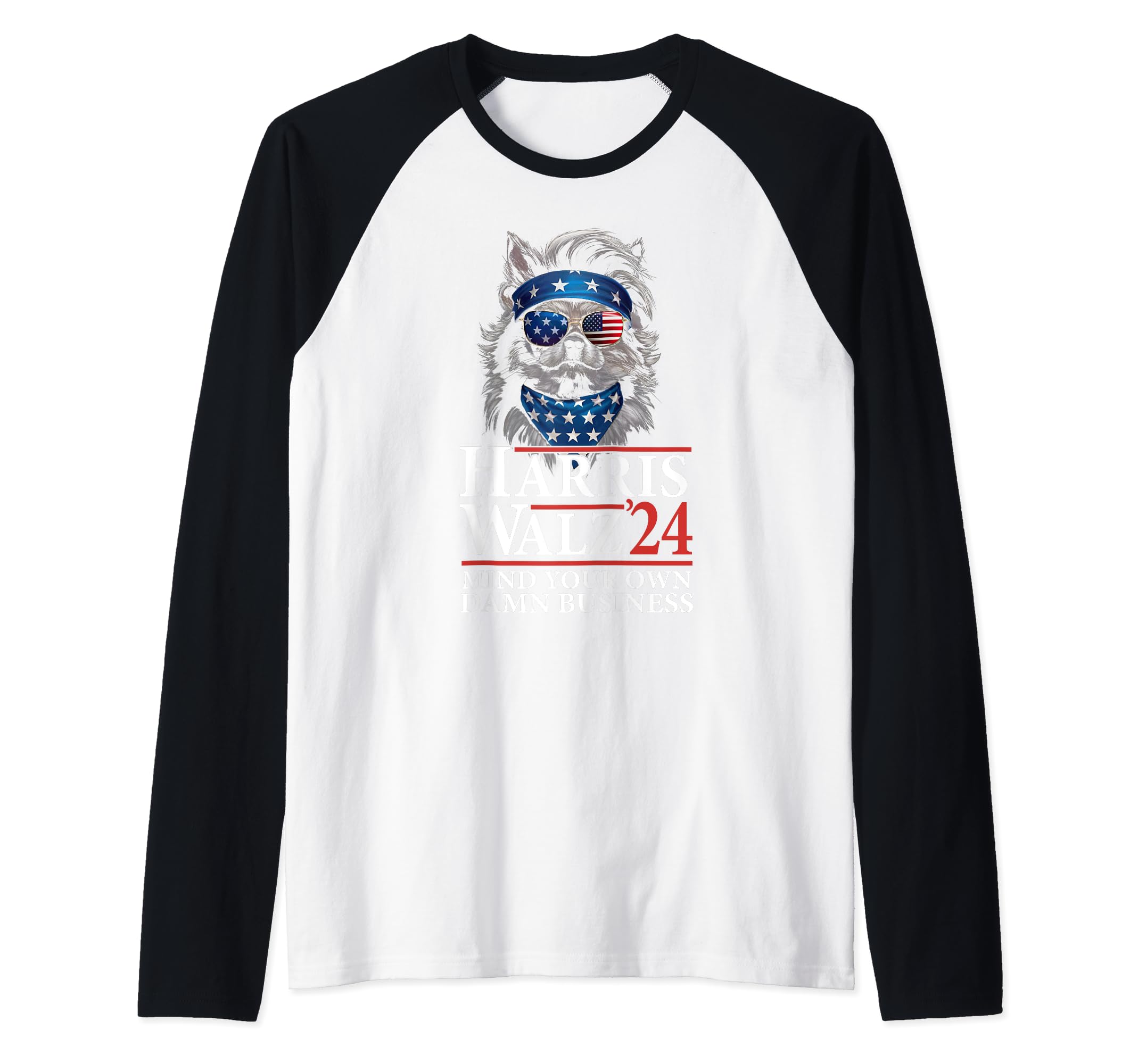Walz Mind Your Own Damn Business Harris Waltz Dog Lady Raglan Baseball Tee