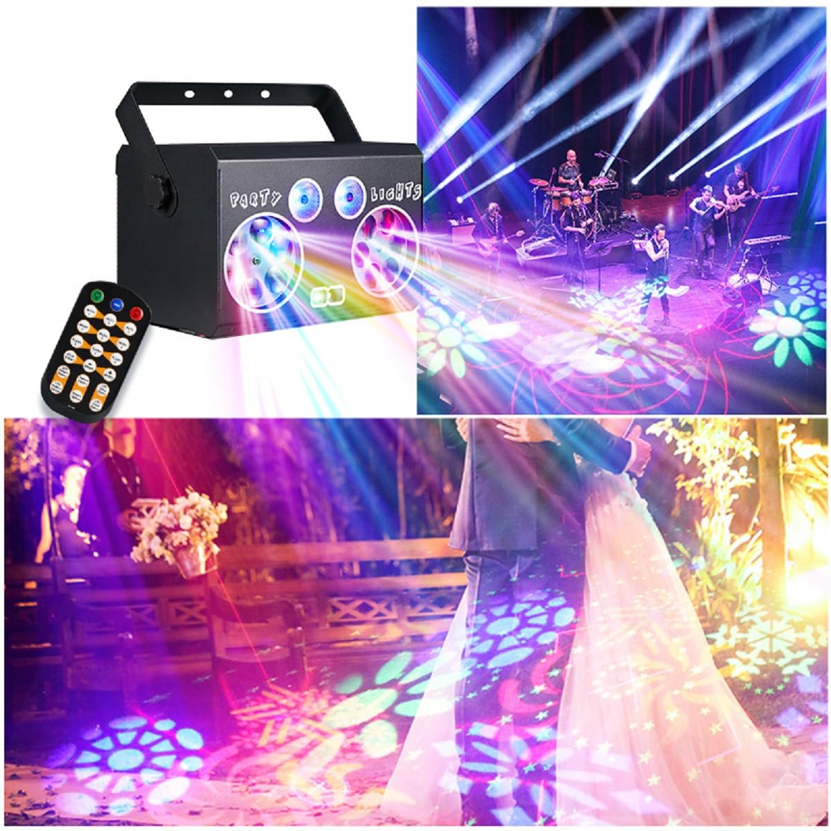 All in One Disco Lights LED Bühnenlichter DMX512, 16 Augen Strobe DJ Lichter, Sound Aktiviert, Party Dekoration für Geburtstag, Hochzeit, Events, Weihnachten, Halloween, Bar, Pub, Karaoke