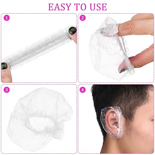 Miniatura 3 de Lurrose 100 piezas desechables para las orejas, 8 unidades, para peluquería, de silicona, para teñir el cabello, protectores de oídos, para el baño