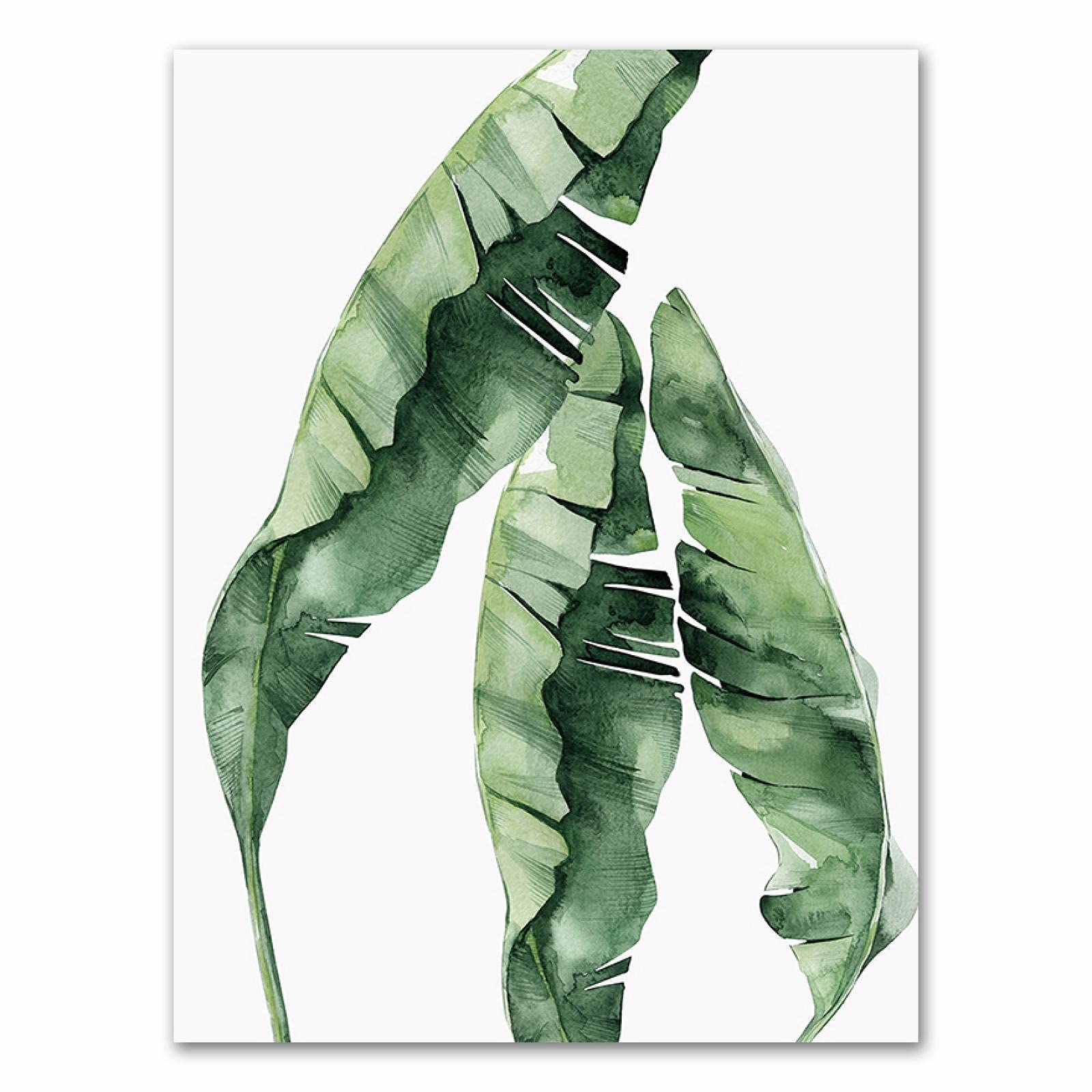 Cartel de planta tropical hoja verde pintura decorativa marco de arte de pared moderno pintura decoración de la sala 40x50cmx3 marco interior