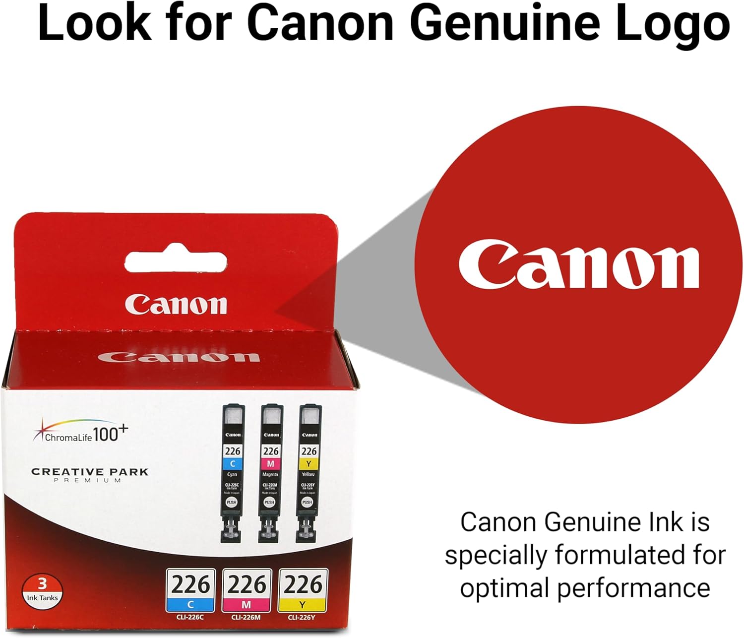 Canon CLI-226 Genuine Three Color Multi Pack, Compatible with iP4820, MG5220, MG5120, MG6120, MG8120, MX882, iX6520, iP4920, MG5320, MG6220, MG8220, and MX892 Printers