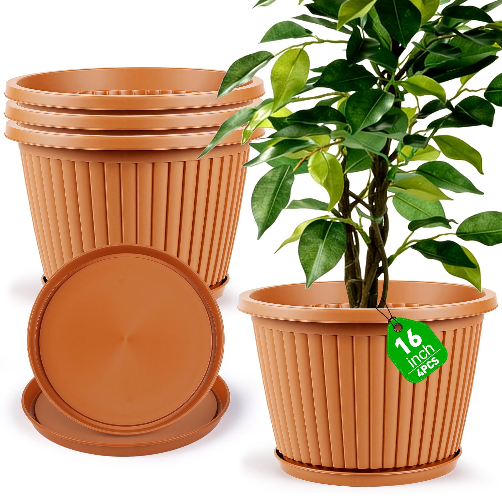 Myfeegoin Large Indoor Outdoor Plant Pots 16 inch 4 Pack