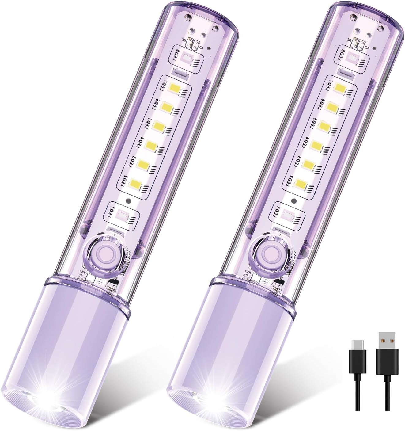 VAVOFO Purple LED EDC Flashlight - USB-C Rechargeable, Waterproof, Zoom Focus, 3 Modes, Red & Blue Emergency Strobe - Best for Outdoor, Tactical, and Survival Use