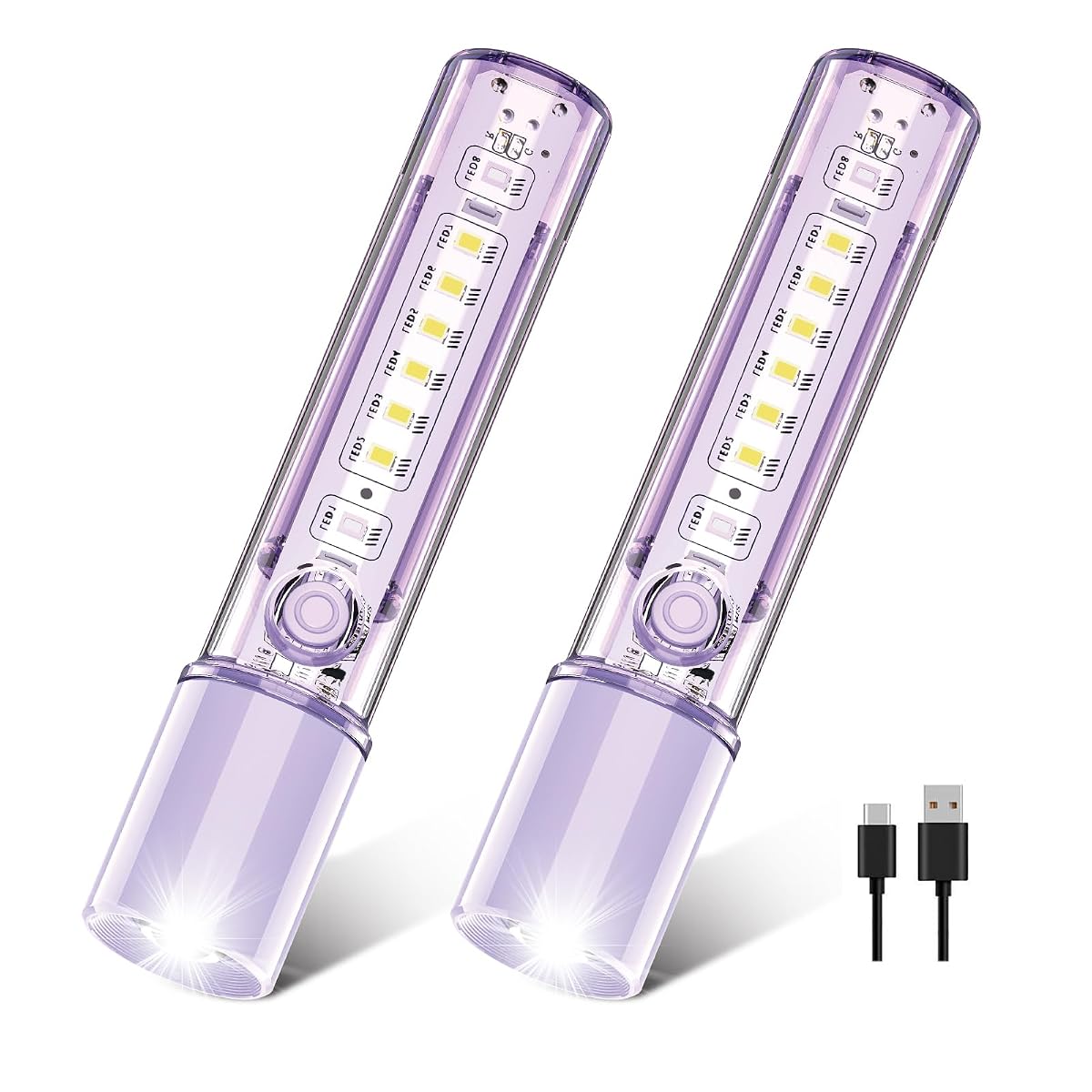 VAVOFO Purple LED EDC Flashlight - USB-C Rechargeable, Waterproof, Zoom Focus,