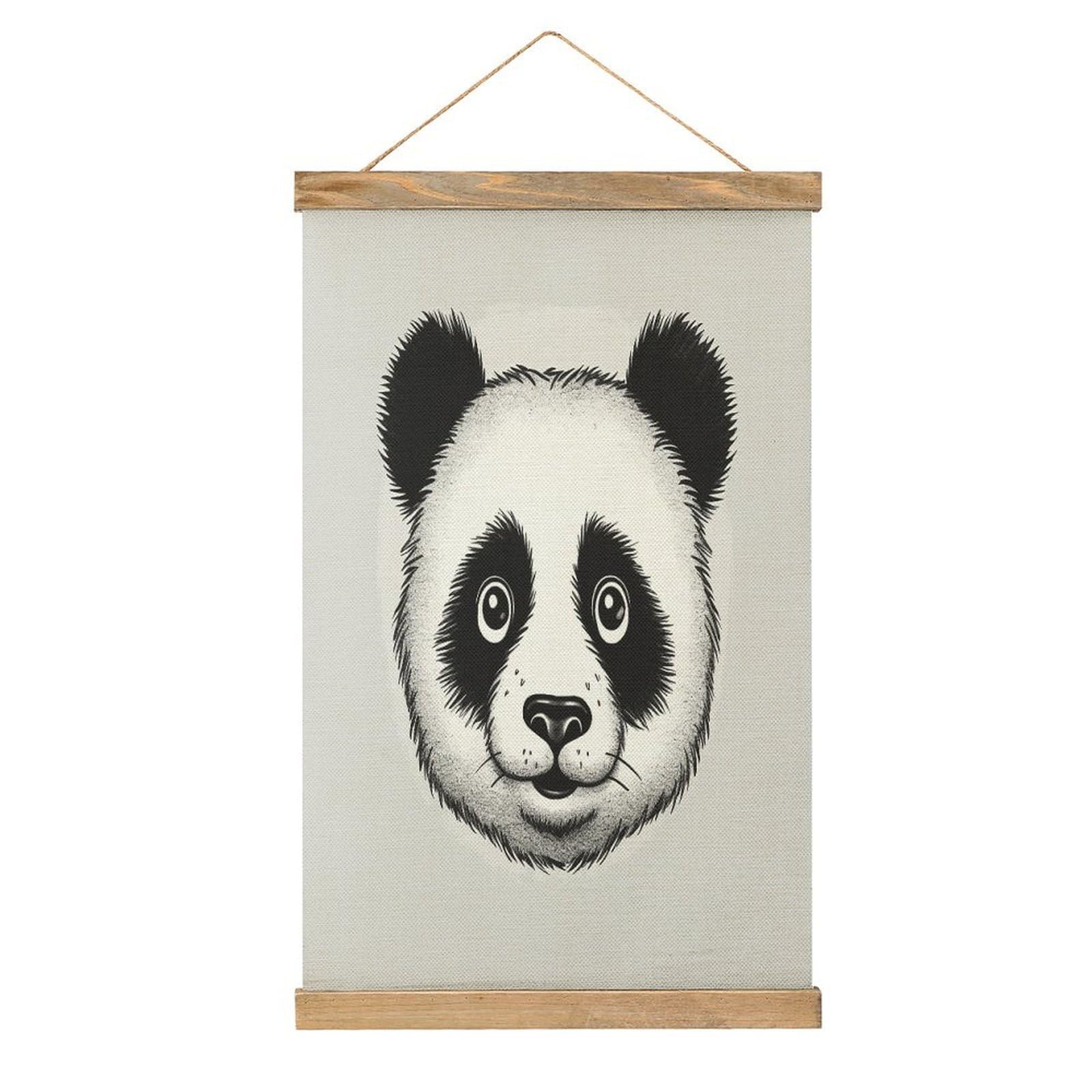 FekiLoot Anime Panda Face Wall Art Poster Hanger Frame Linen Wall Art Decor Vintage Hanging Poster Hanging Wall Decor Rustic Retro Wall Art Print for Living Room Decor 20.4 X 13.1Inches