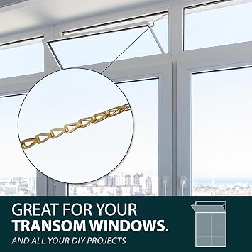 Transom Door Chain 12-Inch Solid Zinc, Door Limiter Stopper - Mega Handles