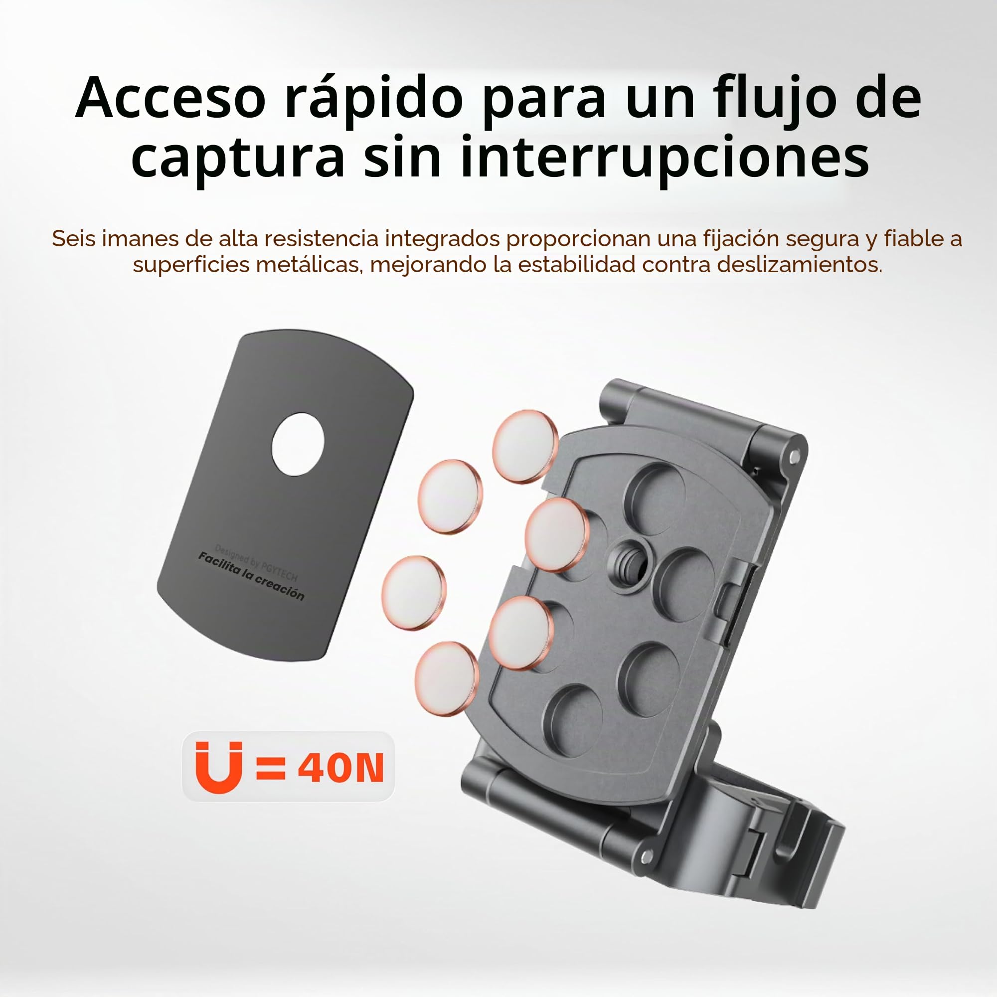 PGYTECH Expansion Adapter Magnética para dji Osmo Pocket 4/3, Soporte Plegable con Arca-Swiss y Zapata Fría, Rig de Vlogging 40N, Accesorio Jaula Ligera de Protección