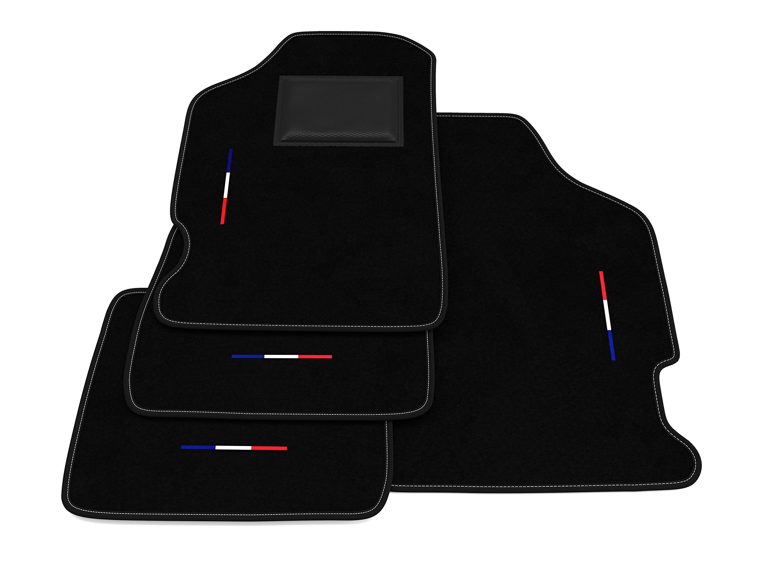 Tappetini compatibili con Peugeot 106 1996-2003, ricamo bandiera kit tappetini auto personalizzati, set tappeti in moquette, tappeto auto