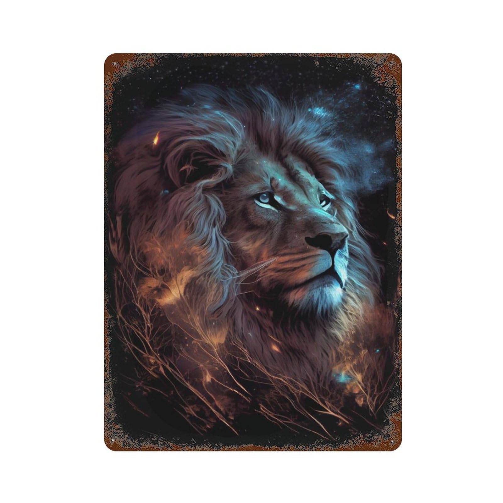 Lion Glowing 15.7"x11.8" Decorative Tin Sign, Classic Wall Plaque for Cafe, Home Bar And Lounge Decor