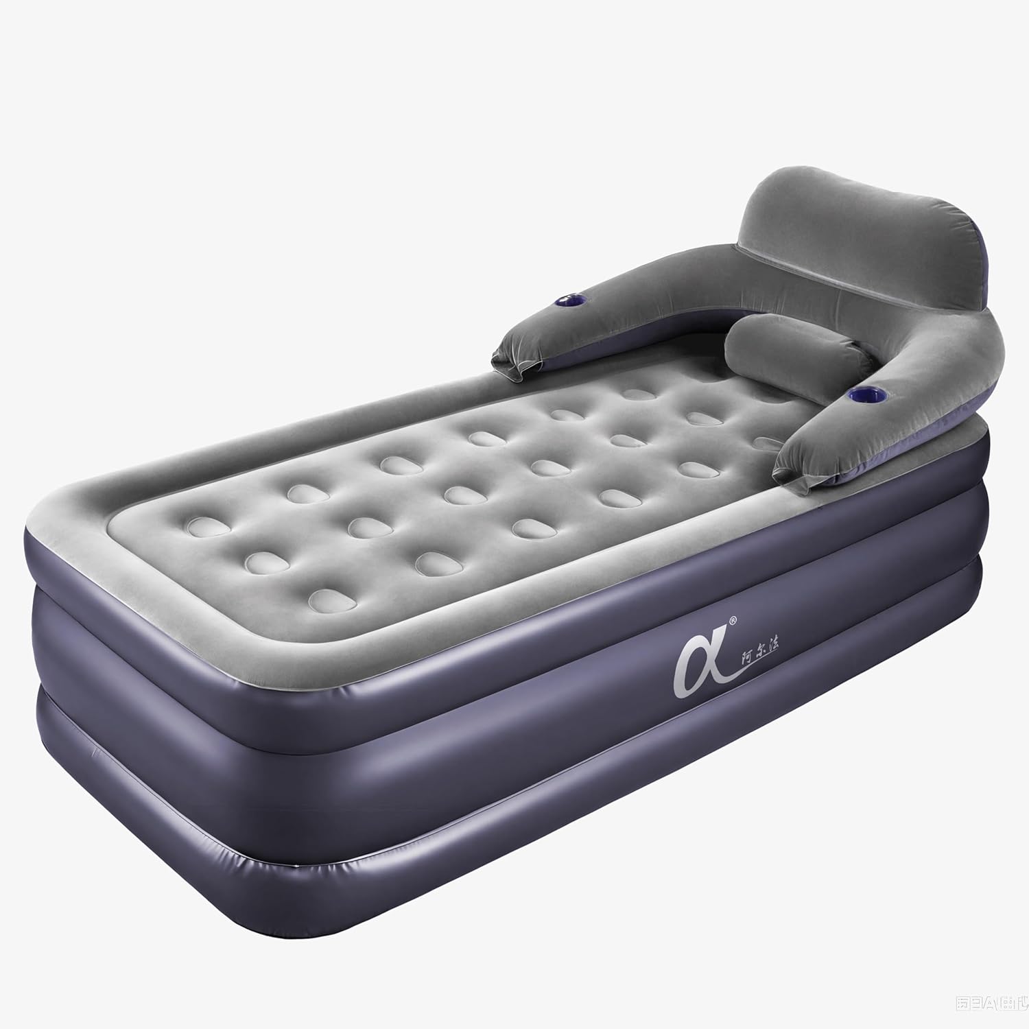 A-ER-FA Twin XL Air Mattress with Headboard and Built in Rechargeable Air Pump & Cup Holder – Premium Comfort Blow Up Mattress & Inflatable Mattress, Colchon Inflable Air Bed for Guests & Home Use Twin XL (Built in pump?