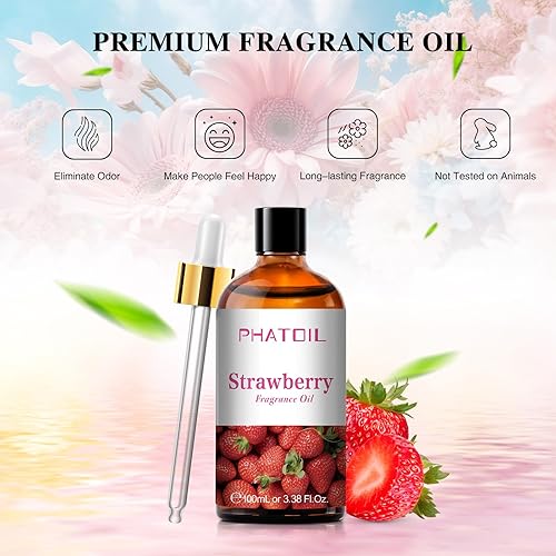 Miniatura 3 de PHATOIL Aceites aromáticos de fresa de 3.38 onzas líquidas para aromaterapia, aceites esenciales para difusores para el hogar, perfectos para