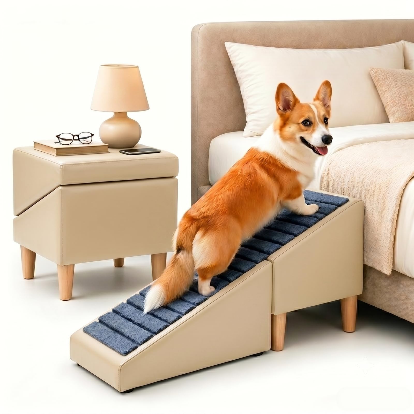 Photo 1 of SWYIVY Foldable Dog Stairs for Small Dogs, Pet Steps Ramp for Couch Bed
