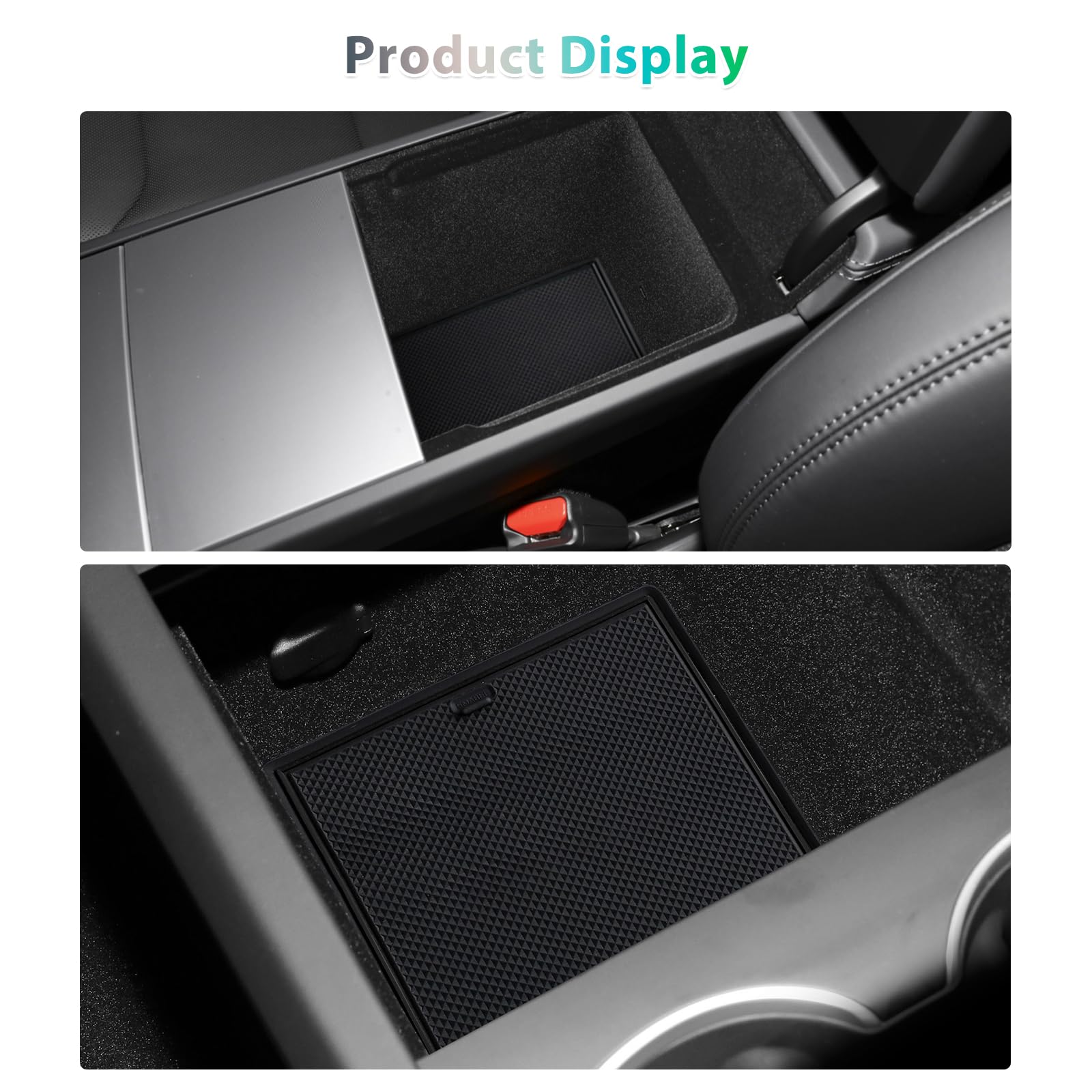 [Novità 2024] GAFAT Tesla Model 3 2024 2025 Tappetini Antiscivolo, Tesla Model 3 Highland 2024 Tappetini in Gomma Console Centrale, Contenitori, Cuciture per Porta, Accessori Tesla Model 3 (Nero)