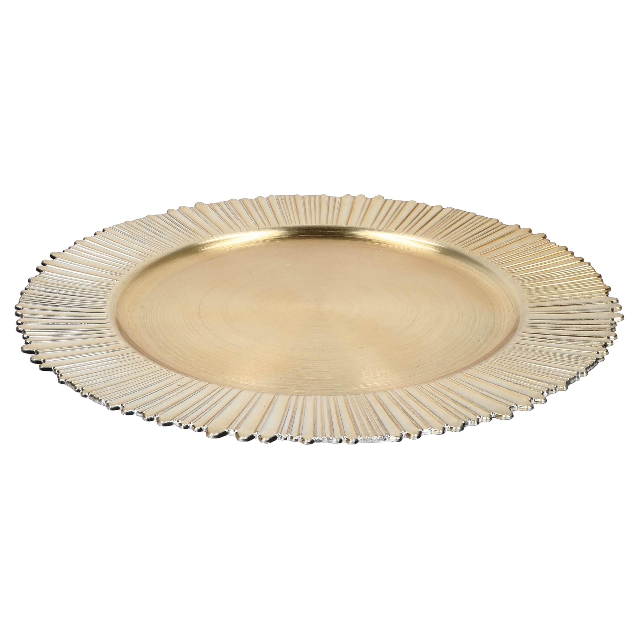 MamboCat 6er Set Platzteller Kairo Gold I Ø 33 cm I Leichter Dekoteller mit gezacktem Rand aus Kunststoff I Platzset für 6 Personen I für Weihnachten, Hochzeiten & Co.