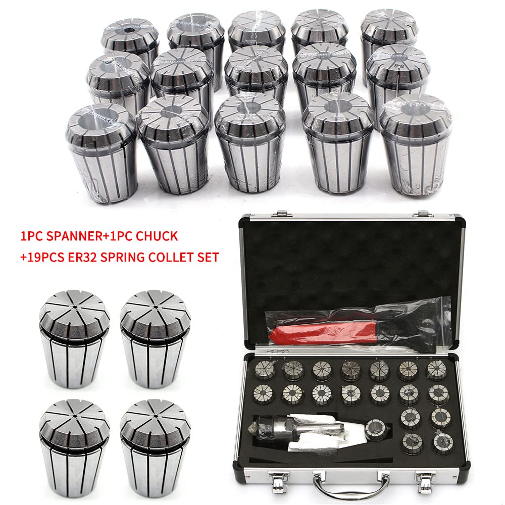 Jeu de 21 pinces de serrage Mk2 Mt2 Er32 M10 - Jeu de pinces de serrage dédiées - Mandrin de serrage pour perceuse, perceuse filetée et fraiseuses industrielles CNC