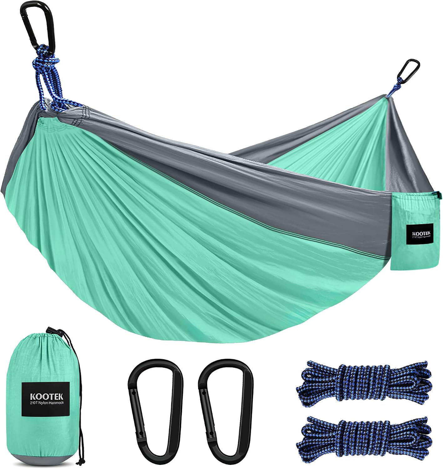 Kootek Camping Hammock Double & Single Portable Hammocks with 2 Hanging Ropes, Lightweight Nylon Parachute Hammocks for Backpacking, Travel, Beach, Backyard, Hiking