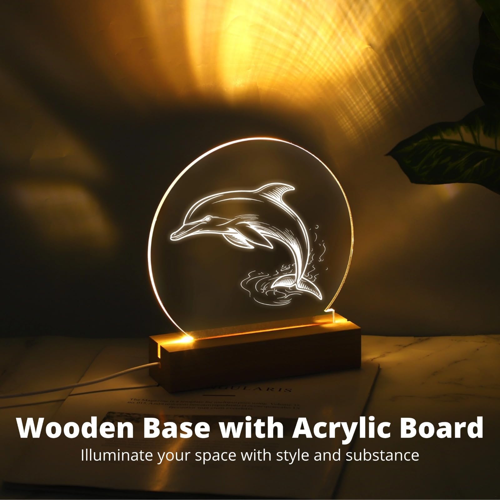 PONDON 6 Pezzi Led Stand In Legno Con Pannelli Acrilici, Usb Powered Luci Notturne, Design Creativo Per Disegno, Scrittura E Display