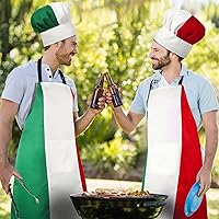 Vista 7 de SATINIOR Italian Apron and Chef Hat for Women Men Italian Costume Fabric Bib Italy Flag Apron with Pocket Red Green Italy Gifts for Adult Kitchen