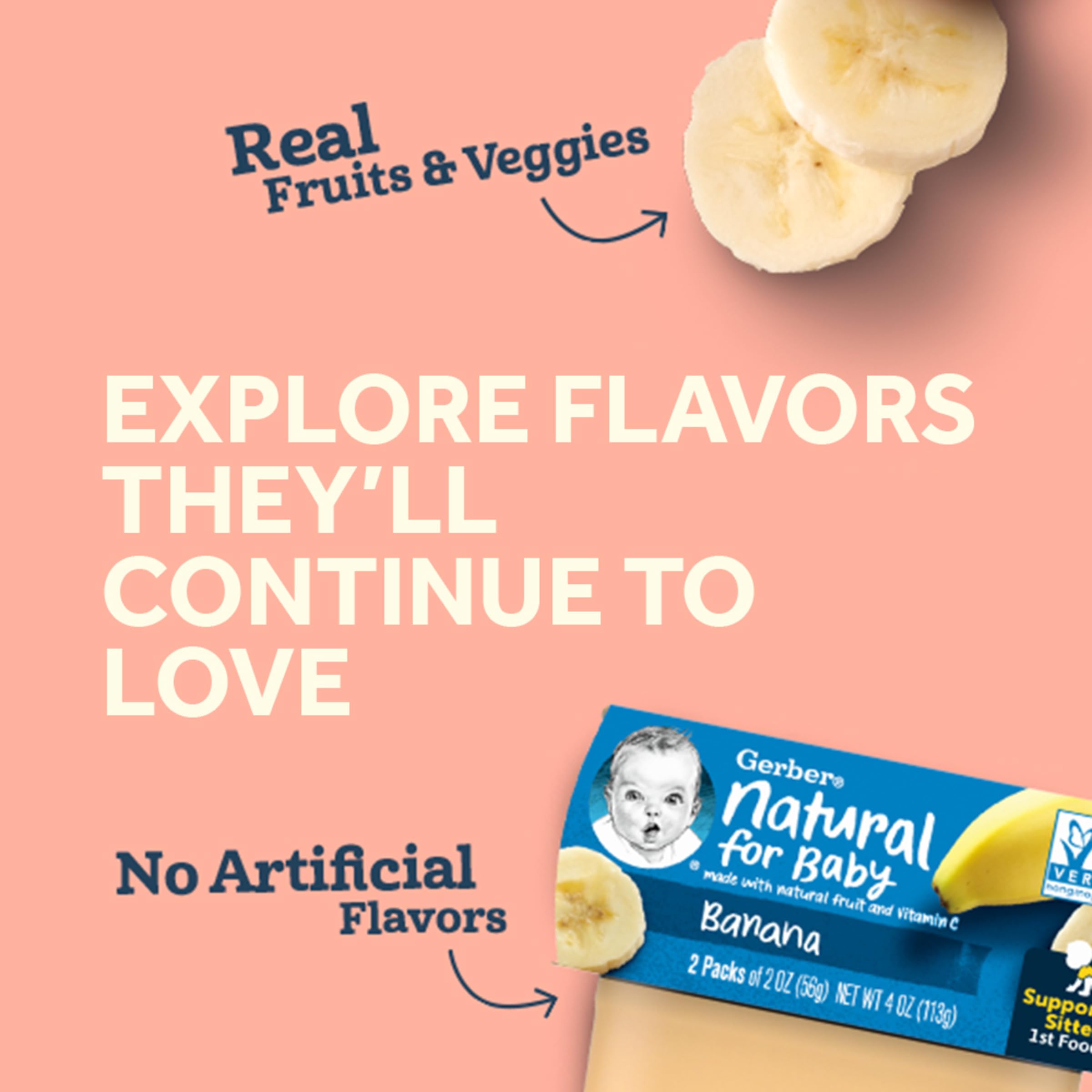 Gerber 2nd Foods Fruit & Cereal Puree Favorites Baby Food, Variety Pack, 4 Oz Tubs