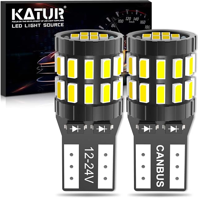 KATUR 194 T10 W5W 168 LED Light Bulb 6000K Xenon White 30SMD 3014 Chips 12-24V CANBUS Error Free LED Bulb Replacement for Car Dome Map Door Courtesy License Plate Light(Upgraded Version)