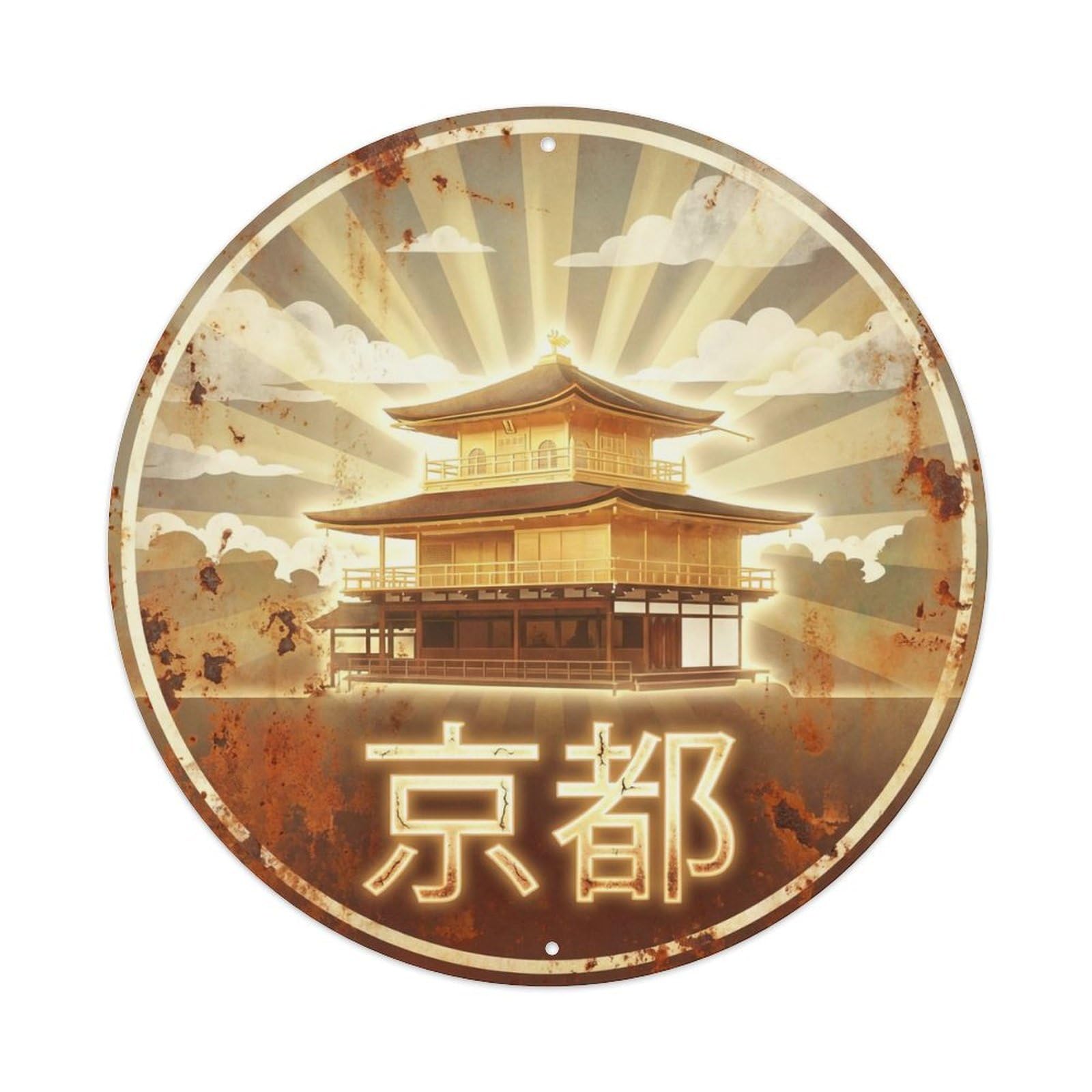 Vintage Travel Kyoto Japan Radiant Vintage Metal Tin Sign Plaque Wall Decor for Cafe, Club Bar, Office, Garden Metal Poster 8x8Inch