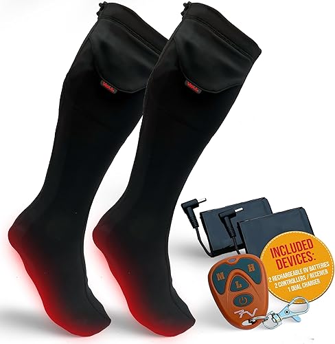 Volt Resistance Rechargeable Heated Socks for Men and Women Great for Cold Weather, Winter, Outdoor, Camping and More