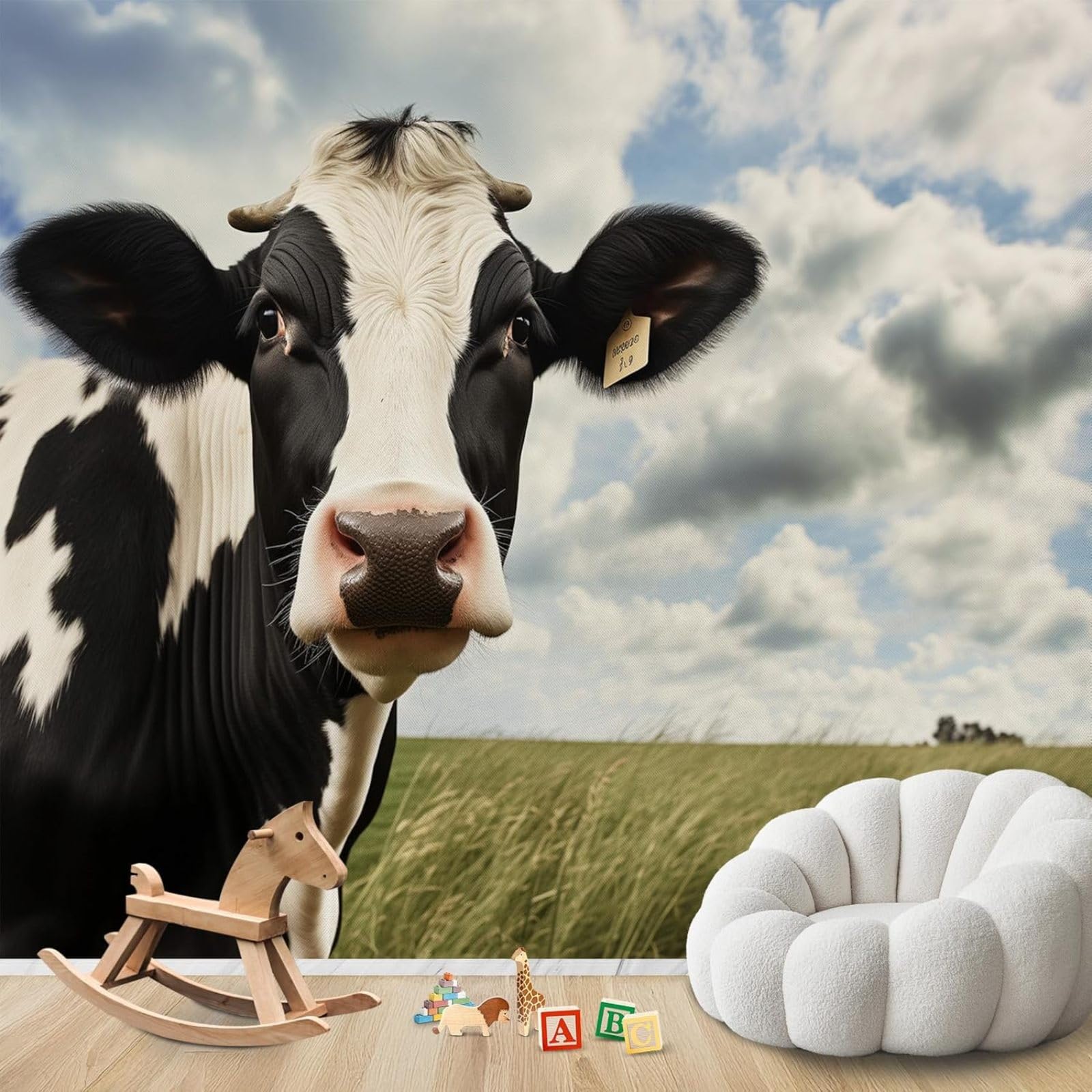 pdghsdkgjh Photo Wallpaper Cow Farm Animal Non-Woven Modern Living Room Bedroom Children's Room Decoration Motif Wallpaper,300cmx210cm Stickers - Frameless Painting - Poster