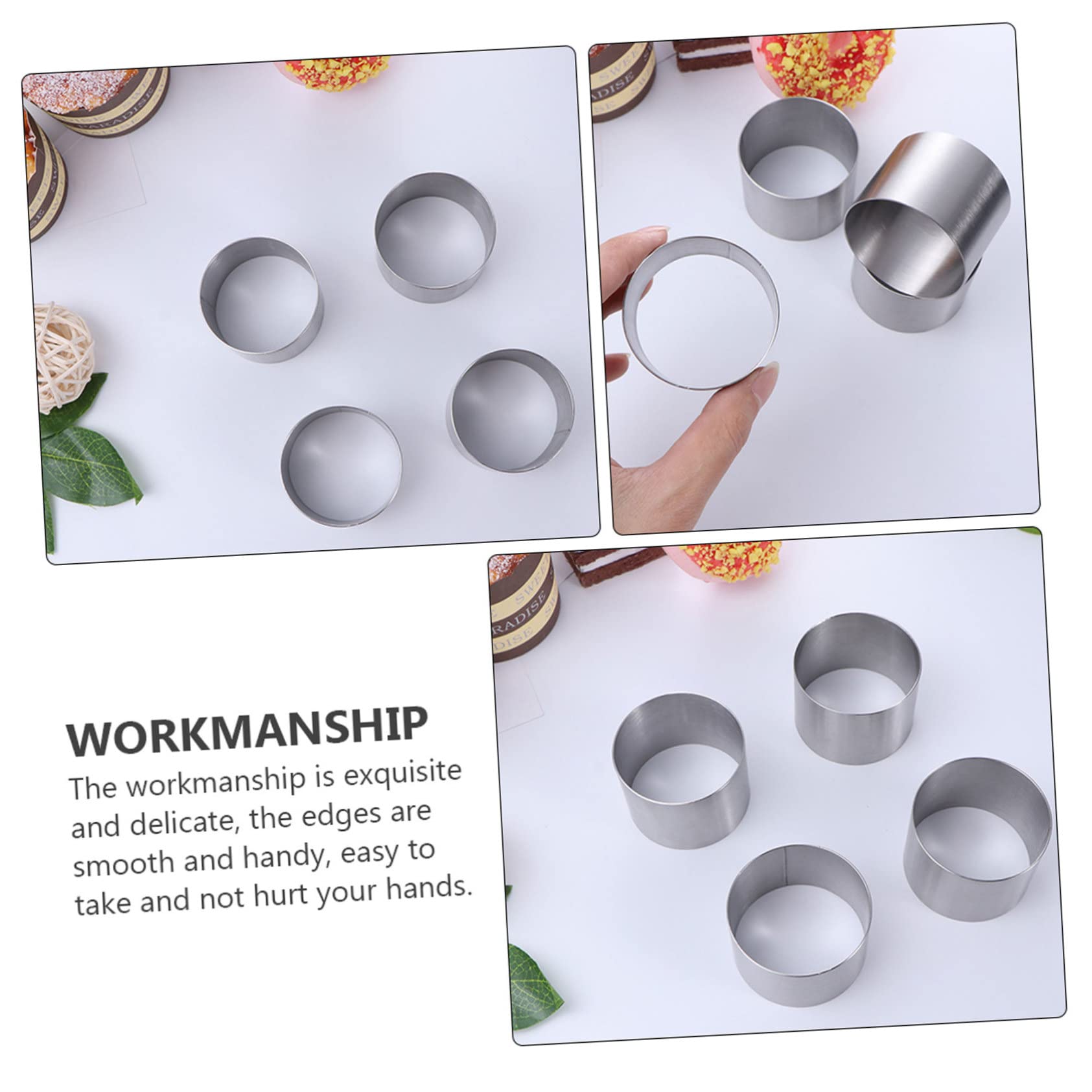 Molde Redondo para Mini Postres, 8 Piezas de Acero Inoxidable