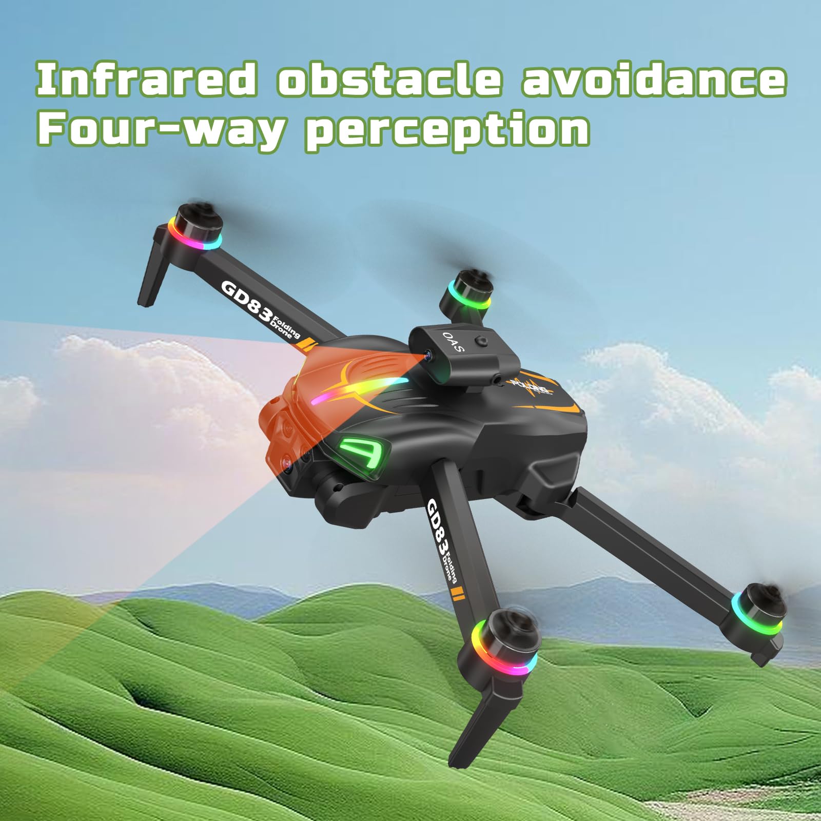 GD83 Drone Caratteristiche Dual 1080p HD Cameras, 3 batterie, motore brushless, algoritmi indipendenti, and Optical Flow Hovering – per principianti e appassionati di fotografia, regalo di Natale e
