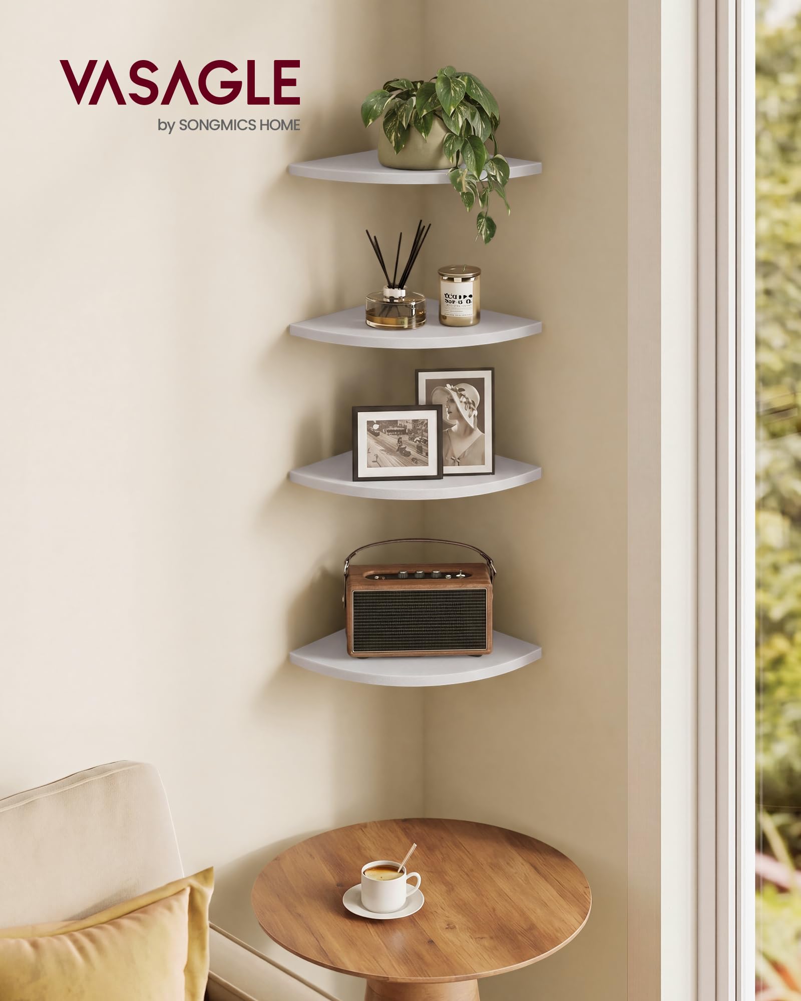 VASAGLE Floating Corner Shelves - 2 Pack -2 VASAGLE Floating Corner Shelves - 2 Pack -2