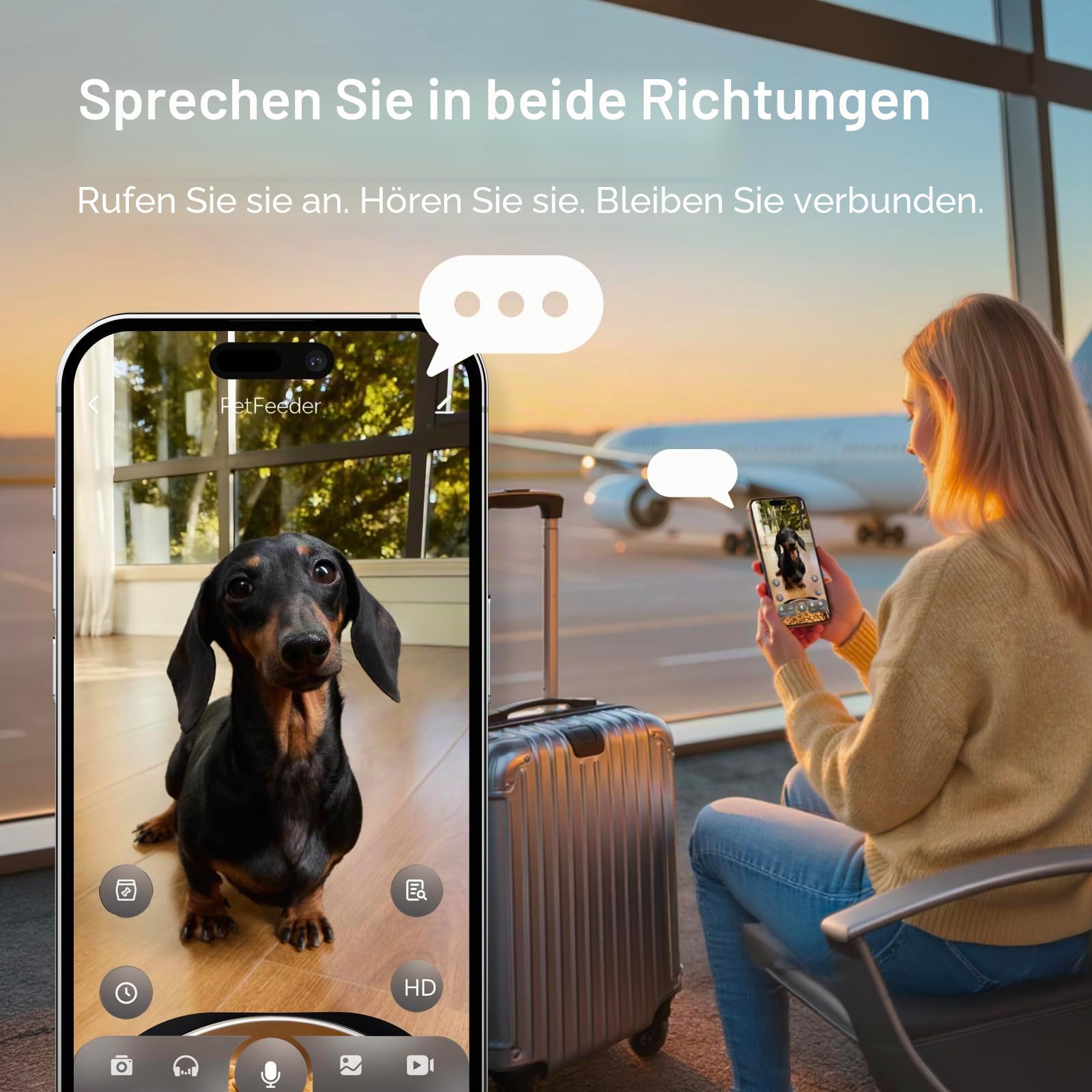 Futterautomat Katze mit Kamera 6L, Automatischer Katzen Futterautomat für Katzen und Hunde, App-Steuerung per WLAN, 2-Wege-Audio, Nachtsicht, Futterspender mit Edelstahlnapf (Schwarz und Rot)