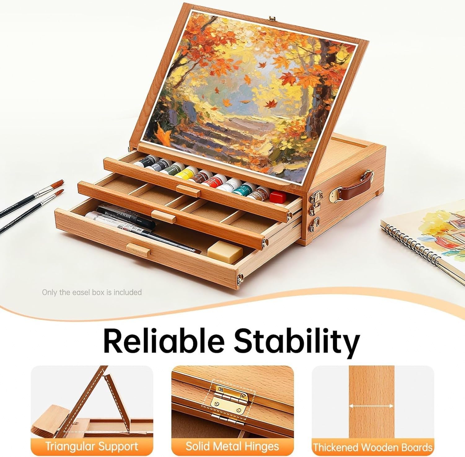 Chevalet de Table en Bois réglable 42 x 28 x 32,5 cm, chevalet de Box pour Peinture et Dessin