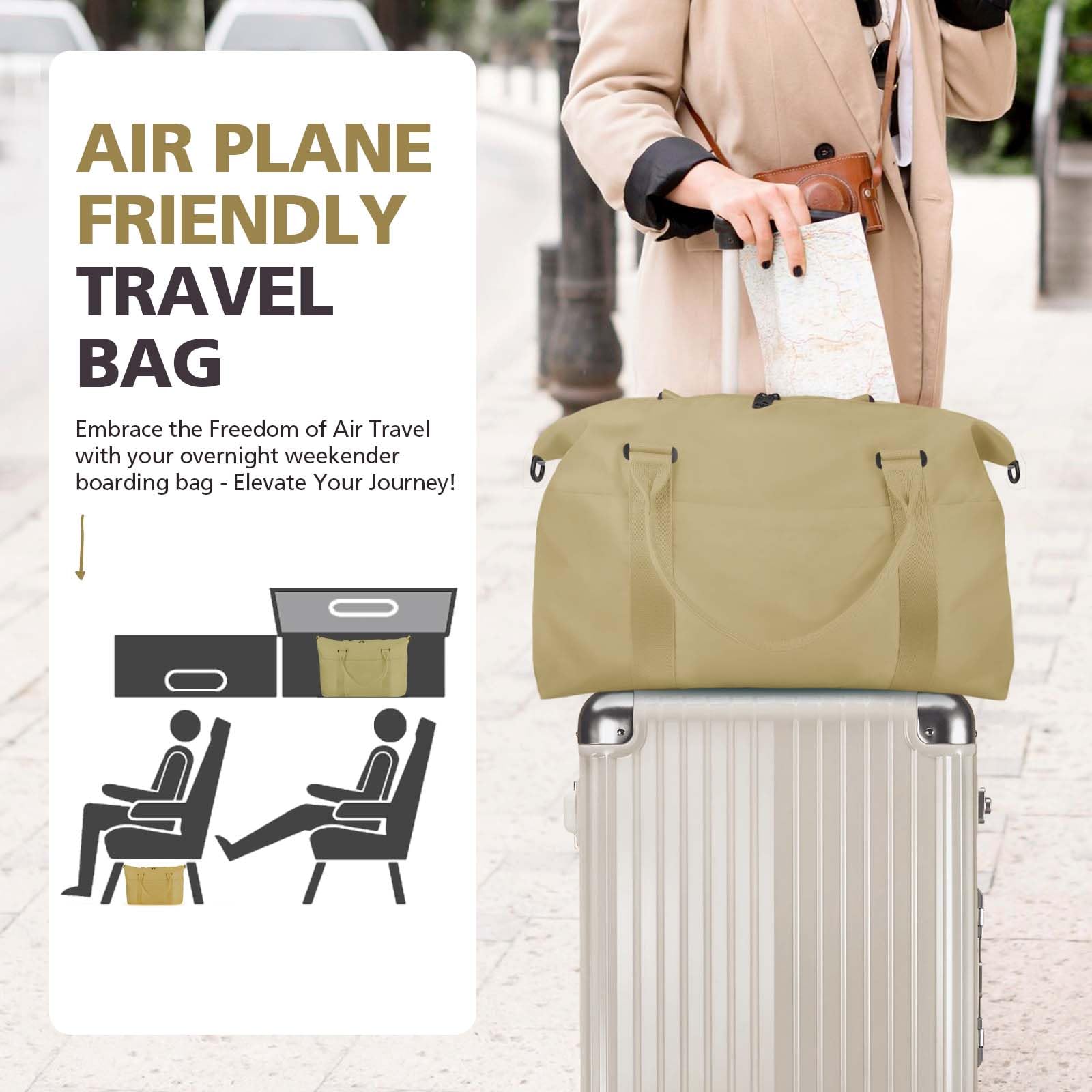 Travel Duffle Bag, Waterproof Weekender Bag Carry On Tote Bags for Women, Travel Essentials Sport Gym Bag for Men, Hospital Bag for Labor and Delivery, Overnight Bag Luggage Bag with Trolley Sleeve view 2