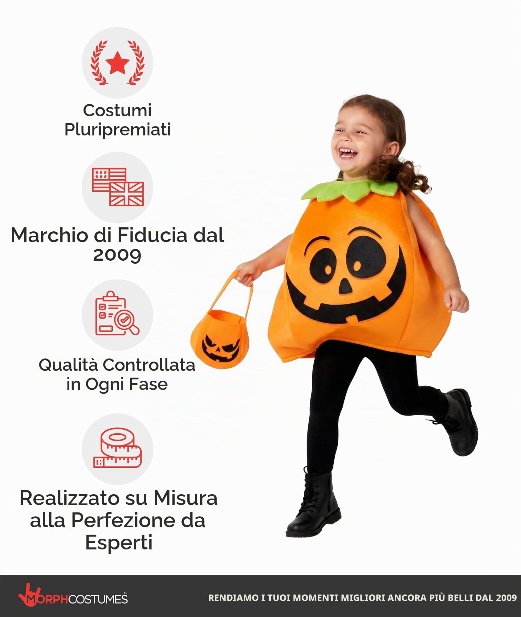 Morph Costume Zucca Bambino, Costume Zucca Halloween Bambino