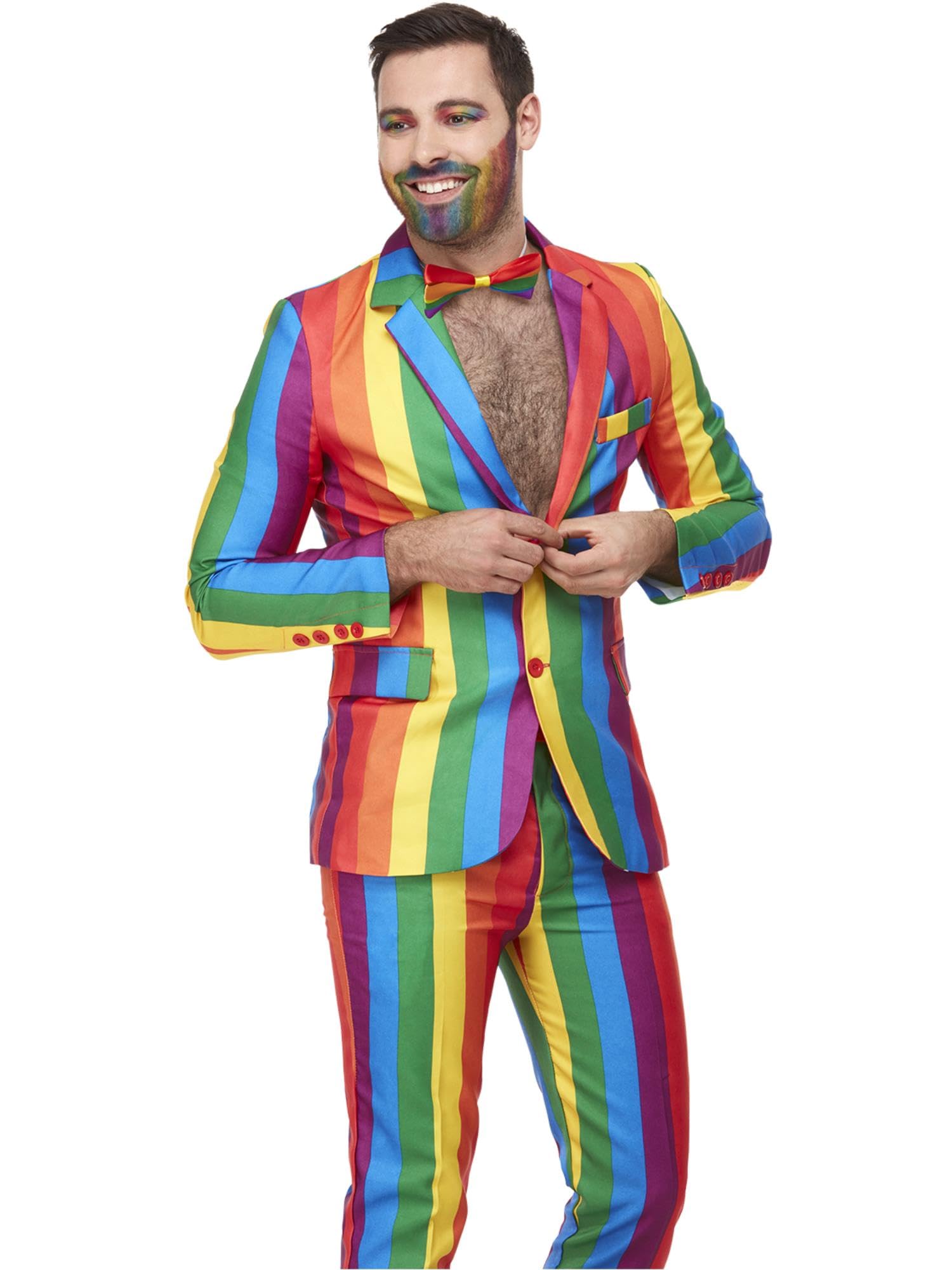 Smiffy's 27560L - Over The Rainbow Anzug mehrfarbige mit Jacke Hosen und Krawatte