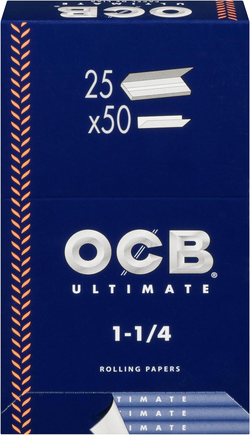OCB 'Blue' 1.25" Ultimate Rolling Papers - Display Box of 25 Booklets with 50 Leaves per Booklet