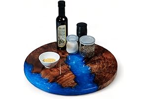 Handmade Reversible 16" Wood and Epoxy Resin Lazy Susan