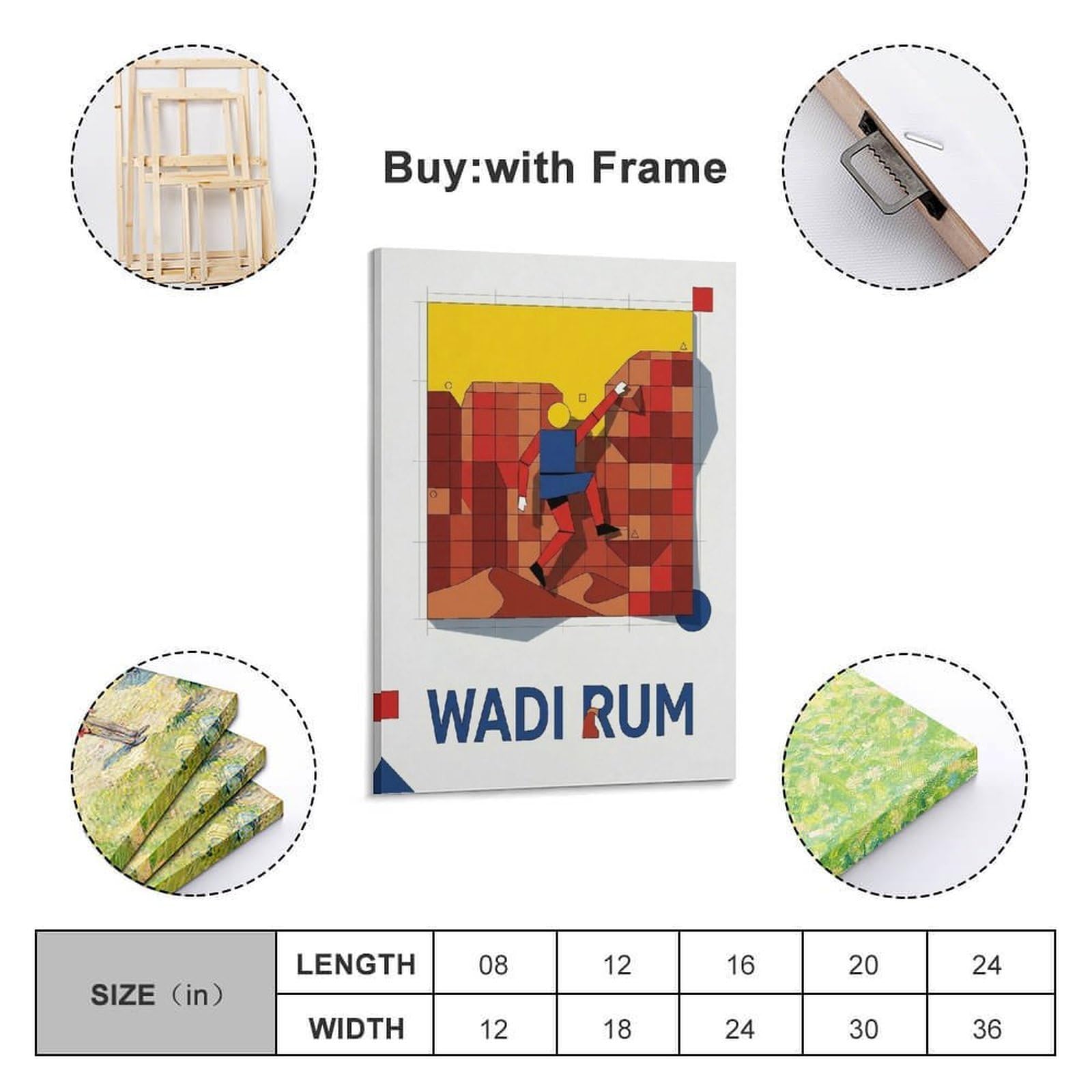 XKUGA Poster, Motiv: Wadi Rum, Klettersport, Jordanien, modern, dekorativ, Leinwanddruck, ideale Wandkunst für Familie, Männerhöhle, Spielzimmer, Jungen- und Mädchenzimmer, 40 x 60 cm