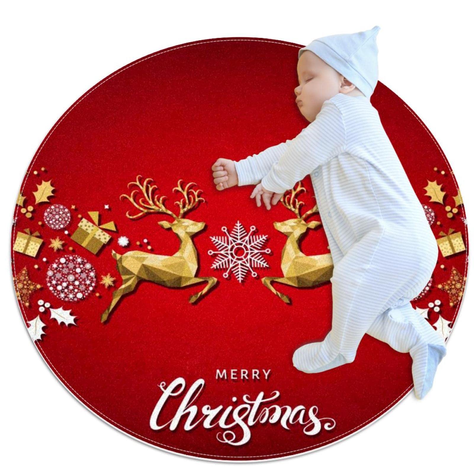 Tapis rond de Noël pour chambre d'enfant et salon festif 100x100cm