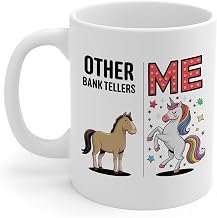 DesiDD Other Bank Tellers Me Unicorn Mug Funny Bank Teller Gifts for Customer Service Representative Staff Employee Boss Manager Birthday Grad Appreciation Thank You, 11oz Coffee Cup