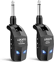 Sistema de guitarra LEKATO, receptor e transmissor sem fio de 2,4 GHz, recarregável, com 4 canais para instrumentos elétricos, guitarra elétrica e baixo