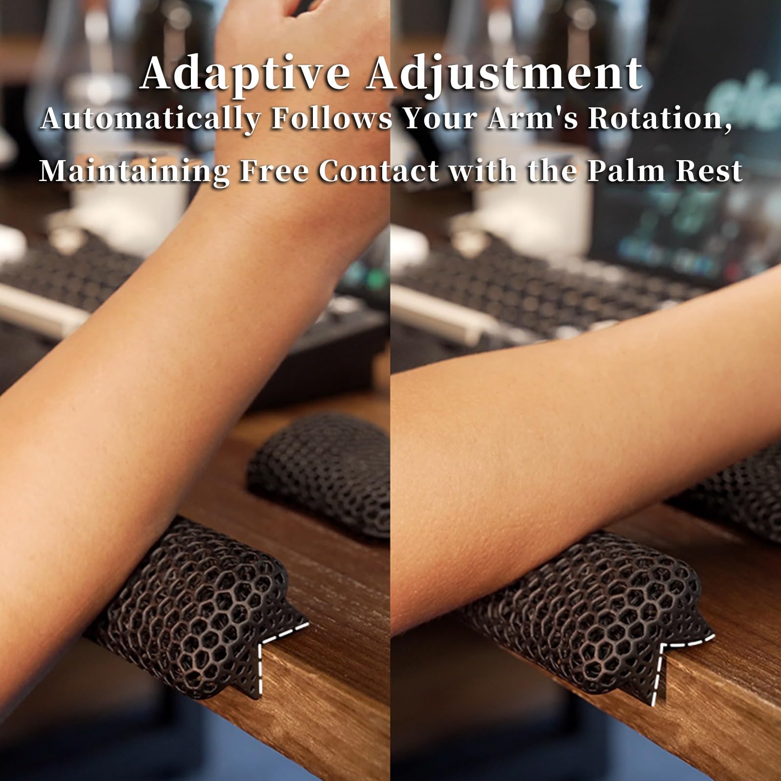 FORRTY Almohadilla Reposabrazos con Reposamuñecas Impresa En 3D, Soporte Ergonómico for Teclado Y Ratón, Transpirable, Lavable, Cojín for Escritorio, PC, Juegos, Escritura(Rosa,Three)