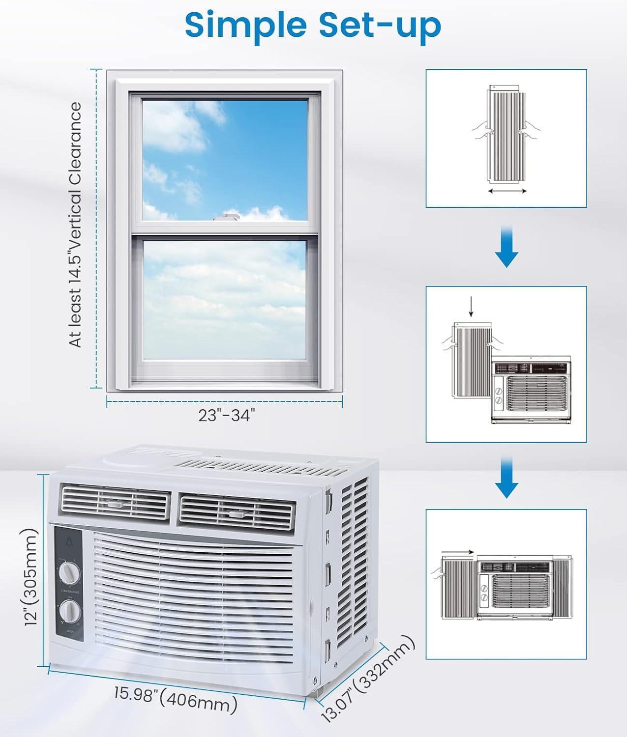 Aire Acondicionado De Ventana WiFi De 6000 W, Unidad De Aire Acondicionado Inteligente con Control Remoto Y Aplicación, Temporizador, Kit De Fácil Instalación, Enfría Habitaciones De hasta 350