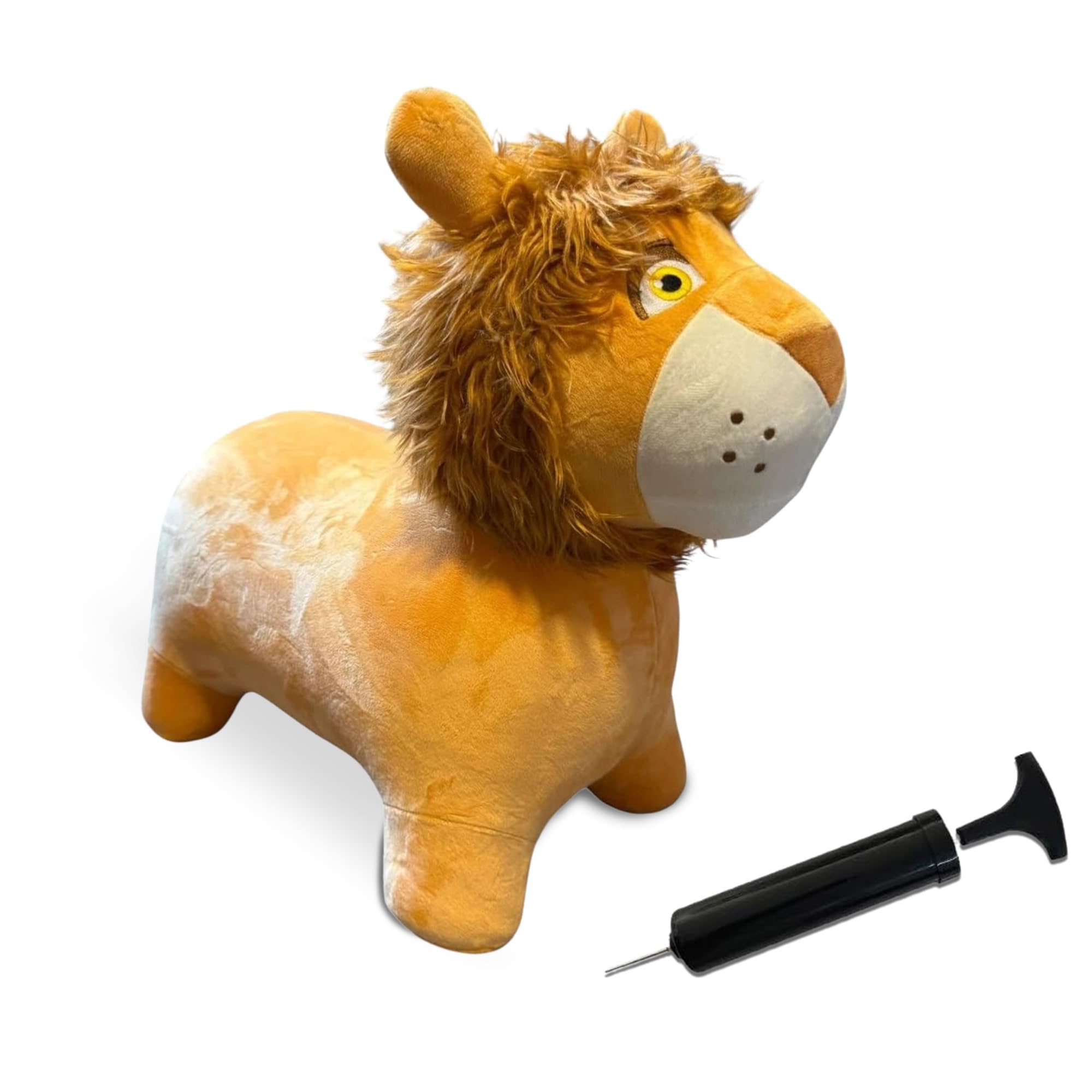 Bouncy Pals Hopper Toys – Plush Ride-On Inflatable Animals with Pump, Soft & Stable Bouncy Friends for Kids Age 2–5 – Dragon, Unicorn, Cow & Lion – Indoor & Outdoor Active Play Gifts - Lion