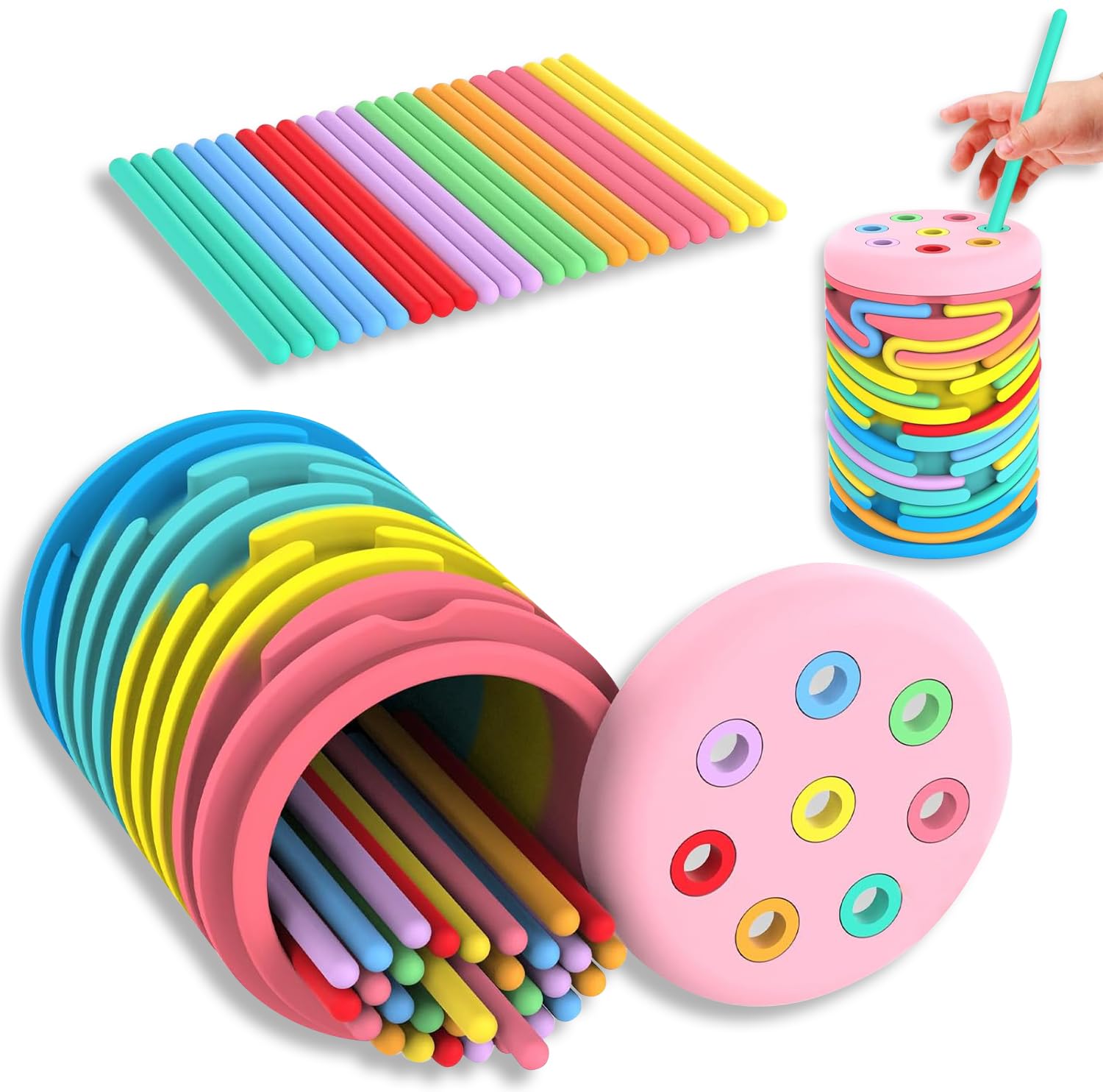 Lielyhod Sensory Activity Board Montessori Toys for 2-3 Year Old Kids,Learning Color Sorting Silicone Toys for Stress Relief,Calming,Focus,ADHD,Autism