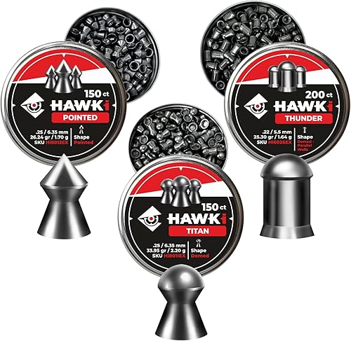 Miniatura 1 de Hawki Pellets de pistola de aire - Calibre 0250250in 3 x 150 ct total 450 ct puntiagudos  redondos  cúpulas 3X formas pellet de pistola de aire Hawki