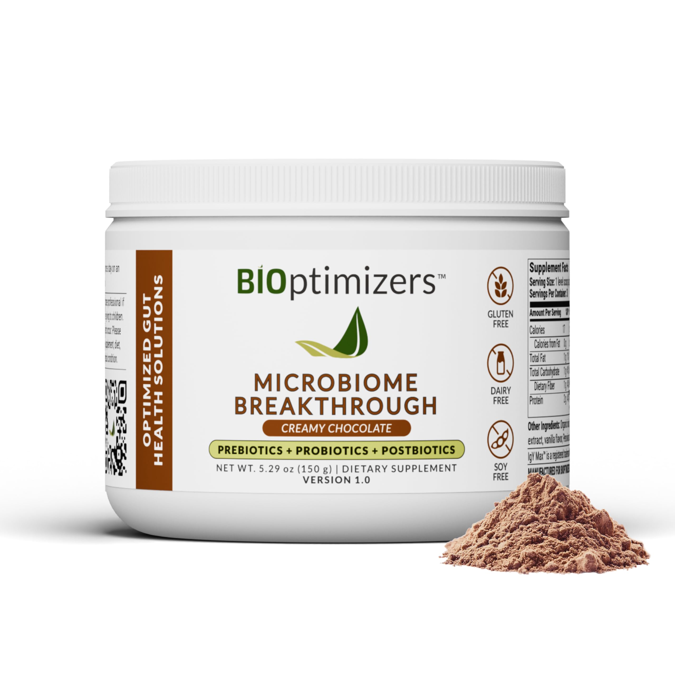 Biome Breakthrough Repair Powder - Chocolate Flavor - Has Lactobacillus Strains, Bone Broth & Collagen - Source of L-Glutamine - Gas & Bloating Relief - Improves Gut Health - 30 Servings - 150g