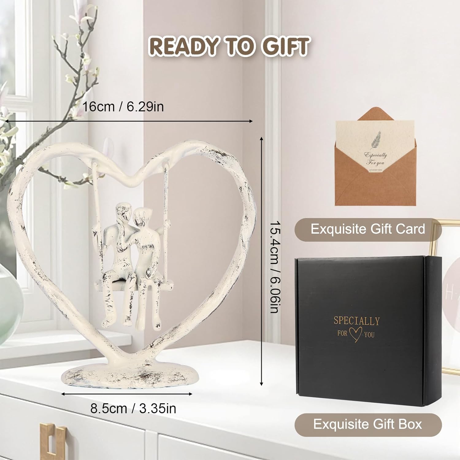 Iron Anniversary Wedding Gifts for Wife/Her/Him/Husband,Wedding Gifts for Couples,Birthday/Valentine's Day/6th Anniversary Keepsake,Handcrafted Iron Couple Statue Decor,Heart Sculpture/Figurine - Image 4